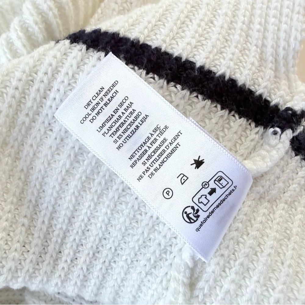 Rails Etta Sweater Vest - Sleeveless Knit Pullover Mock Neck Ivory Navy Stripe M